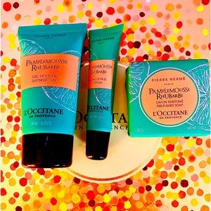 Loccitane shower gel, soap and lip balm